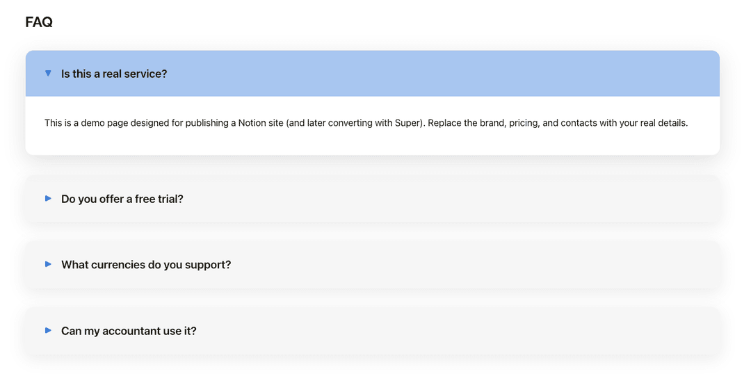 FAQ — Accordion