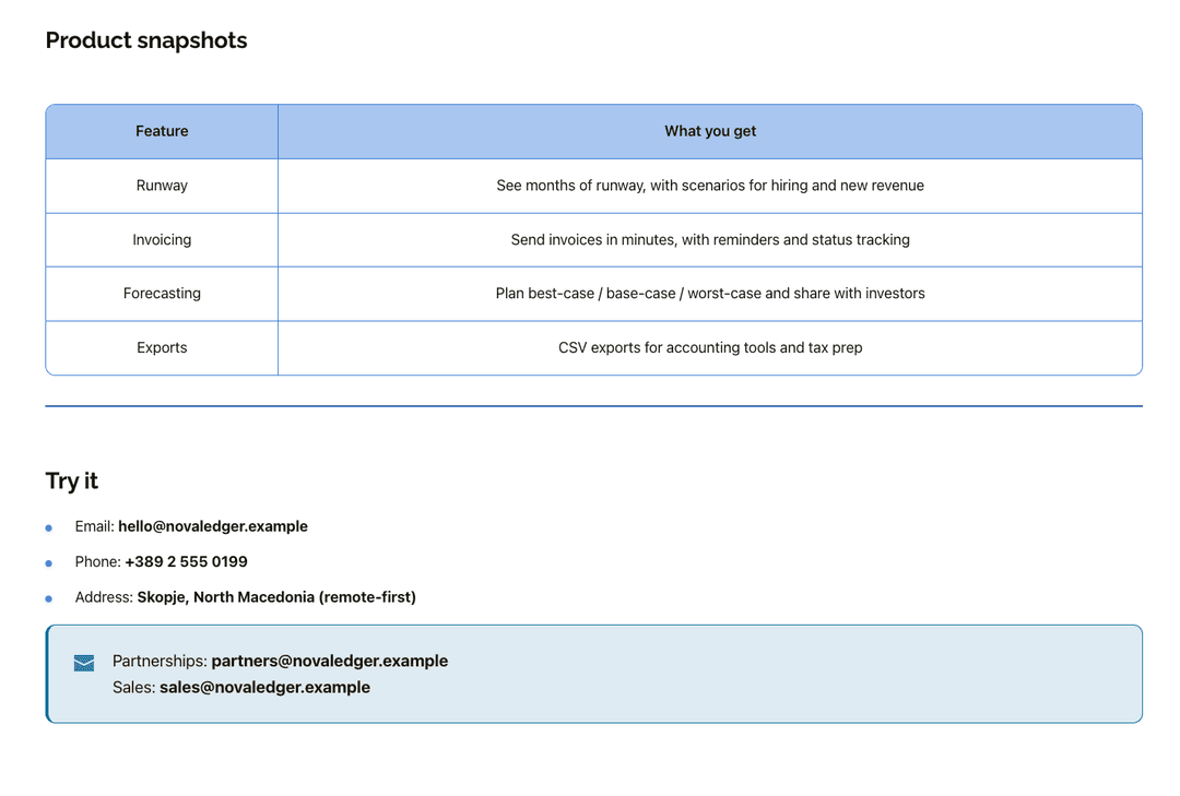 Feature Table