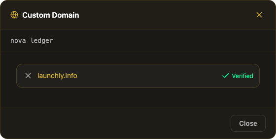 Custom domain verified and live for a Notion site in Matrizen